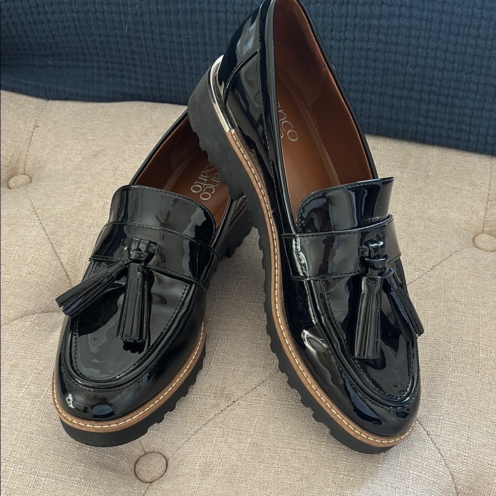 Franco Sarto Black Patent Leather Loafers